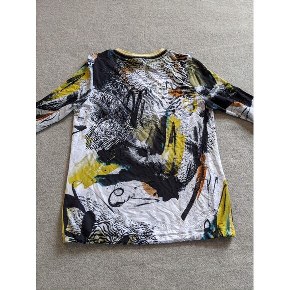 Dolcezza Safari Escape Art V-Neck 3/4 Sleeve Drawstring Hem Top Womens Size S - Picture 3 of 7